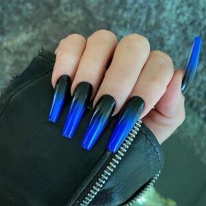 Blue and Black Ombre Nails